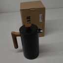 POLIVIAR French Press Coffee Maker, 34 Ounce Coffee Press with Real Wood Handle, Double Wall Insulation & Dual- Filter Screen, Food Grade Stainless Steel for Good Coffee and Tea (Vintage) (Black)