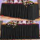 PARTISKY White Polyester Table Skirt for Rectangle Tables 14ft, Wrinkle Resistant Pleated Ruffle Table Cloth for Birthday Party Banquet Wedding Baby Shower, 168" x 30" (Rectangular)