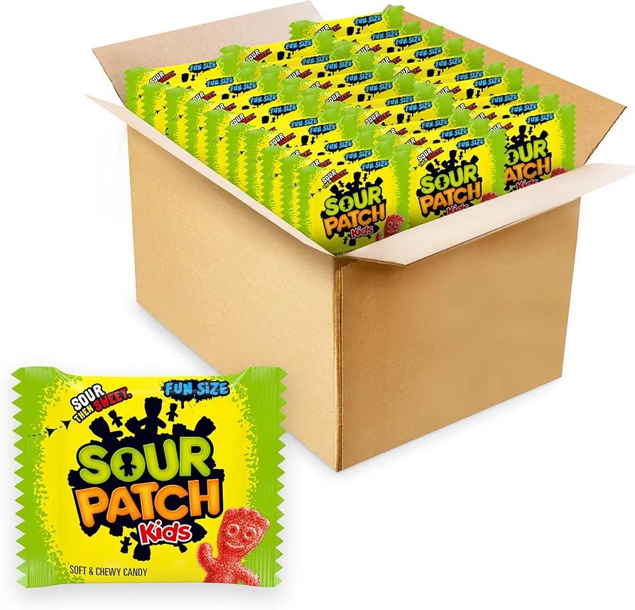 SOUR PATCH KIDS Soft & Chewy Candy, Bulk Candy, 140 Snack Packs BBD Sep. 03, 2026