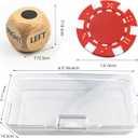 Left Right Center Dice Game Set, Upgrade Right Left Center Dice Game Set with 3 Pcs Beech Wood Dices + 40 Pcs Red Poker Chips