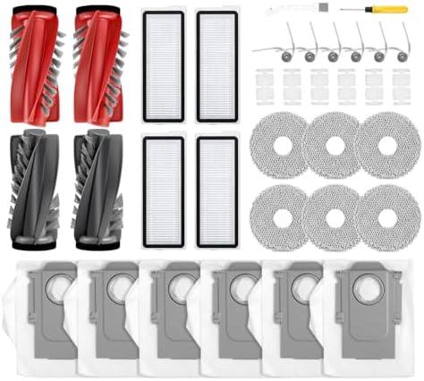 34 PCS Qrevo S5V Replacement Accessories Compatible with Roborock Qrevo Curv/S5X/Edge/Edge S5A/Qrevo S5V Robot Vacuum, 2 Mainbrush, 6 Scent Tablets,4 HEPA Filters, 6 Dust Bags,6 Mop Pads, 6 Side Brush
