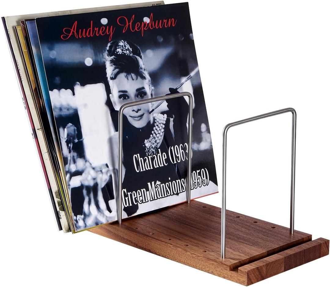 LiTY Vinyl Record Storage Holder, Solid Wood Record Stand for albums, 50-75 LP Vinyl Rack, Built-in Now Playing, for Albums Rack Organizer Record Display