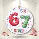 67 Funny Christmas Ornament  67 Meme Six Seven Teen Slang Ornament, Double-Sided Wood UV Print 10cm Round Xmas Tree Decor, Viral Meme Gift for Teen Boys Girls Gen Z