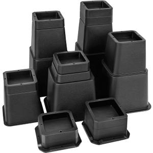 20 PCS Adjustable Bed Risers 10 Inch Heavy Duty, Furniture Risers Elevation in Heights 1, 2, 3, 4, 5, 6, 7, 8, 9, 10 Inch for Couch, Sofa, Table, Chair, Raisers Support up to 6,000 lbs, Black