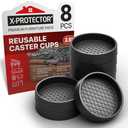 Furniture Cups X-PROTECTOR – 2.5" Caster Cups 8 PCS – Round Furniture Coasters – Ideal Bed Stoppers – Non Skid Furniture Pads with a Perfect Design – Rubber Furniture Pads - Protect Any Flooring!