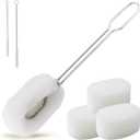 ALINK 6-Pack Sponge Bottle Dish Brush with Handle, Non-Scratch Washing Scrubber Cleaner for Wine/Whiskey Glass, Cups, Tumblers with 3 Refill Heads and 2 Straw Brush