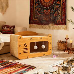 One Large Three-Tier/Two-Tier Deluxe Cat House Featuring a Scratching Board, Suitable for Both Indoor and Outdoor Use. This Ventilated Cat Shelter Comes with Included Cat Toys, is Easy to Assemble