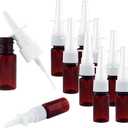 10Pcs Nasal Spray Bottles, 10ml Fine Mist Nasal Atomizer, Reusable Empty Sprayer Bottle for Wound Disinfectant Perfume Essential Oils (Brown, 0.35oz)