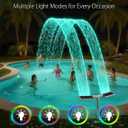 POOLHOUR 2026 Upgrade Height Solar Pool Fountain with 10-Color 4-Mode LED Lights, Auto Light-Sensing Pool Sprinkler Fountain for Above/Inground Pools, 360° Adjustable Spray for 8-16°F Cooling (Gray)