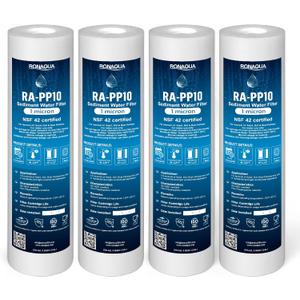 Ronaqua 1 Micron Sediment Water Filter Cartridge 10"x2.5", NSF Certified, 4-Layer Filtration for any 10-inch RO Units & Whole House Systems, Compatible with Culligan P5, AP110, WHKF-GD05, 4 Pack
