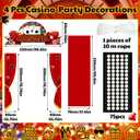 VitalCozy 7pcs Casino Party Decorations Casino Night Party Porch Banners Red Rug Gold Foil Fringe Backdrop Curtains for Las Vegas Poker Dice Birthday Halloween Photo Background Door Entryway Decor