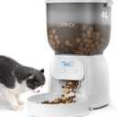 Automatic Cat Feeder, 4L Detachable Cat Food Dispenser for Dry Food Up to 15 Portions(8g/Portion) 6 Meals Per Day, Dual Power Supply Timed Cat Feeders