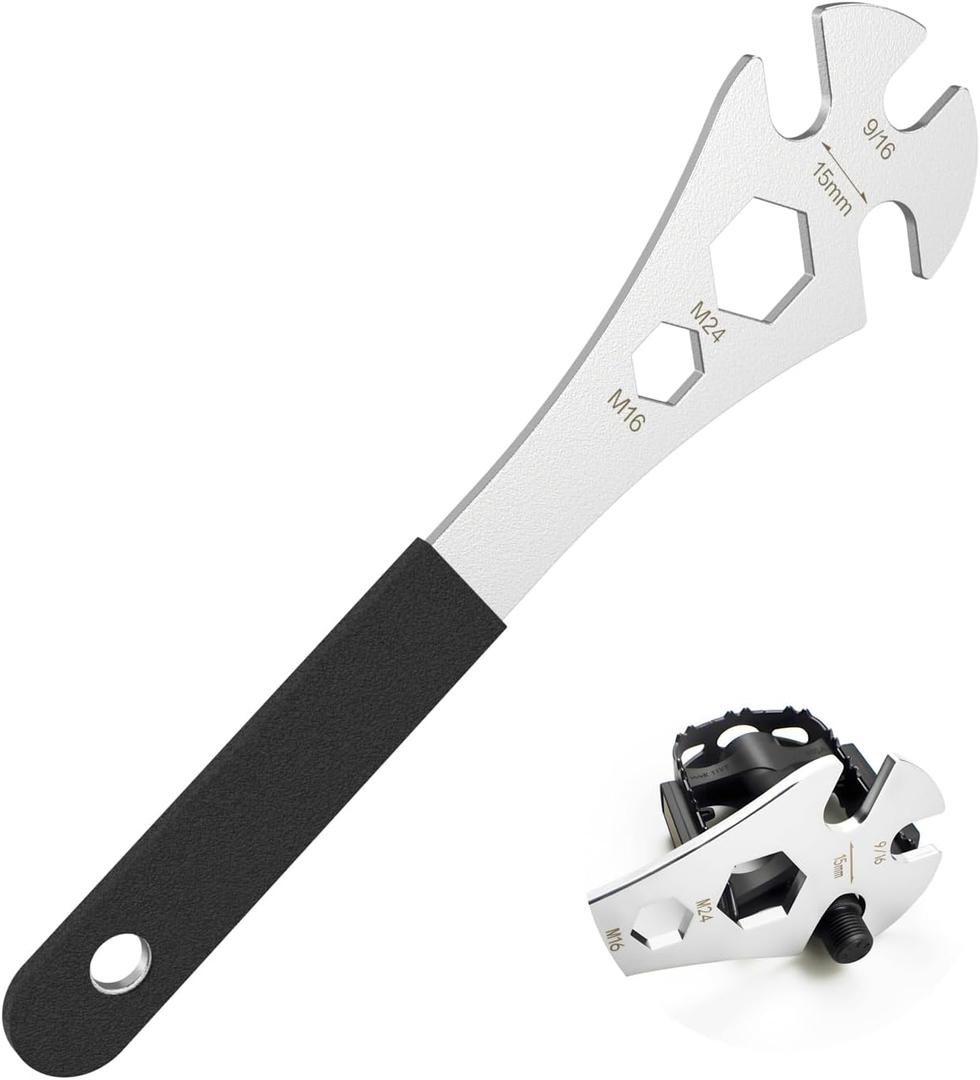 Bike Pedal Wrench, Cr-V Steel Super Hard Bicycle Pedals Removal Tool, Bicycle Pedal Wrench with Rubber Grip for Road Mountain E-Bike