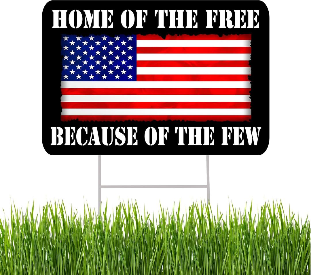 Rogue River Tactical Home of The Free Because Of The Few Yard Sign Double Sided With Stake, Large, 17 Inch By 13 Inch - Stand Patriotic American