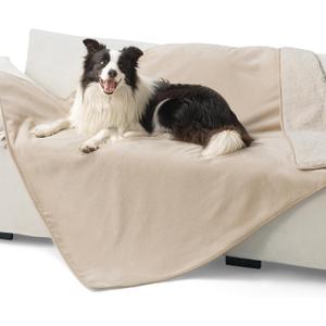 Bedsure Waterproof Dog Blankets for Extra Large Dogs - XL Cat Blanket Washable for Couch Protection, Sherpa Fleece Puppy Blanket, Soft Plush Reversible Throw-XL Furniture Protector, 50x70, Cream