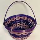 Easter Baskets with Hinged Handle - Round Woven Bamboo (Purple) 3 Pack