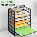 8 Tier Paper Organizer with Handle, Metal Mesh Desk File Organizer, Large Capacity Desk Organizers Paper Letter Tray Desktop Document Sorter for Office, Home or School - Black