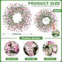 Wreaths for Front Door, 24 Inch Spring/Summer Front Door Wreath, Pink Paper Flower Wreath for All Seasons for Indoor Home Wall Window Office Wedding Farmhouse Decor (Pink)