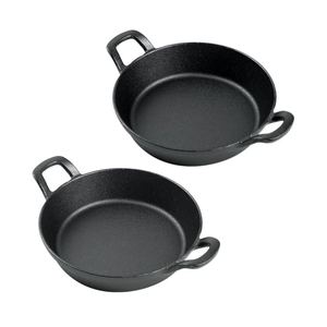 DVK Small Cast Iron Skillet Round Frying Shrimp Pan Set Suitable for kitchen, Indoor and Outdoor Picnics (2, 7In)