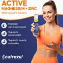 Nutrazul Active Magnesium & Zinc Effervescent Tablets, Helps Maintain Muscle Function & Electrolyte Balance, 300mg Magnesium Supplement, 10mg Zinc, Orange Flavor, 60 Tablets