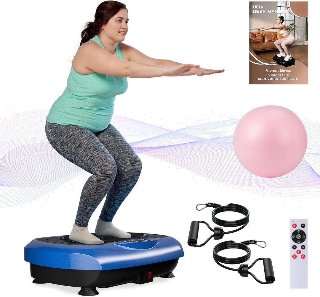 UCIN Vibration Plate Exercise Machine, Vibration Plate for Lymphatic Drainage, 330 Lbs Capacity Vibrating Plate for Weight Loss Home Fitness with Resistance Bands/Pilates Ball