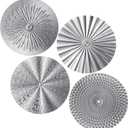 Hicarer 4 Pcs 12 Inch Metal Wall Art Decor Sunburst Hanging Metal Artwork Decor Wall Art Decorations for Home Living Room Office Gift for Christmas(Silver)