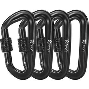12kN Heavy Duty Carabiner Clips - Favofit Locking Carabiner for Keychain Key Ring Hammock & Dog Leash - 0.9oz Ultralight Snag-Free D Ring Carabiners for Camping Gym & Outdoor