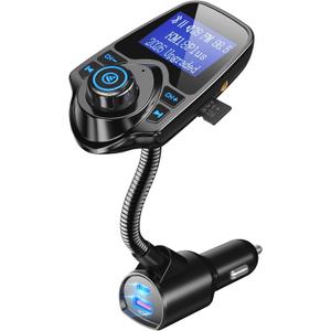 Nulaxy 2026 KM18 Upgraded 48W Bluetooth 5.4 Car FM Transmitter, Fast Charging PD30W+QC3.0 18W, 1.44" Screen Flexible Gooseneck, Radio Adapter for Hands-Free Call & Music via BT/FM/AUX/TF, Cars Trucks