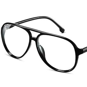 livho Blue Light Blocking Glasses, Fashion Fake Oversized Aviator Vintage Glasses, Retro Pilot Computer Glasses for Women/ Men