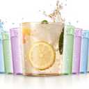 Liacere Color Plastic Drinking Glasses (Set of 12) 14 oz Color Reusable Plastic Glasses ColorsKitchen Water Glasses Cup, Bar Tumbler Glassware Set for Beer, Juice, Cocktail, Whiskey, Milk