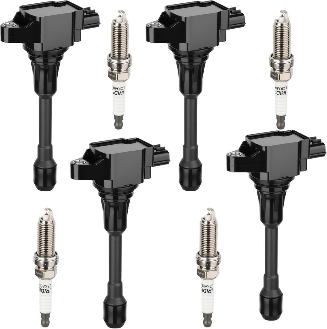 Ignition Coil Pack and Iridium Spark Plug Compatible with Nissan Altima Rogue Sentra Cube Versa NV200 1.6L 1.8L 2.0L 2.5L 2007-2019 Replaces UF549 C1696 5C1753 E1049 Set Of 4