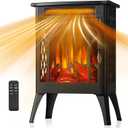 Electric Fireplace Stove, 1500W, Fast Heating, X Infrared Fireplace Heater with Remote Control, 8H Timer, Freestanding Stove with Adjustable 3D Flame Overheat Protection, Indoor Fireplace (Black)