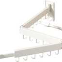 Wall Mounted Clothes Hanger,Clothes Drying Rack,Laundry Drying Rack,Clothes Rack Wall Mount,Drying Rack Clothing,Retractable,Collapsible,can Fold Upward & Left & Right (Upgrade-White) (Upgrade-White / J Shape Hooks)
