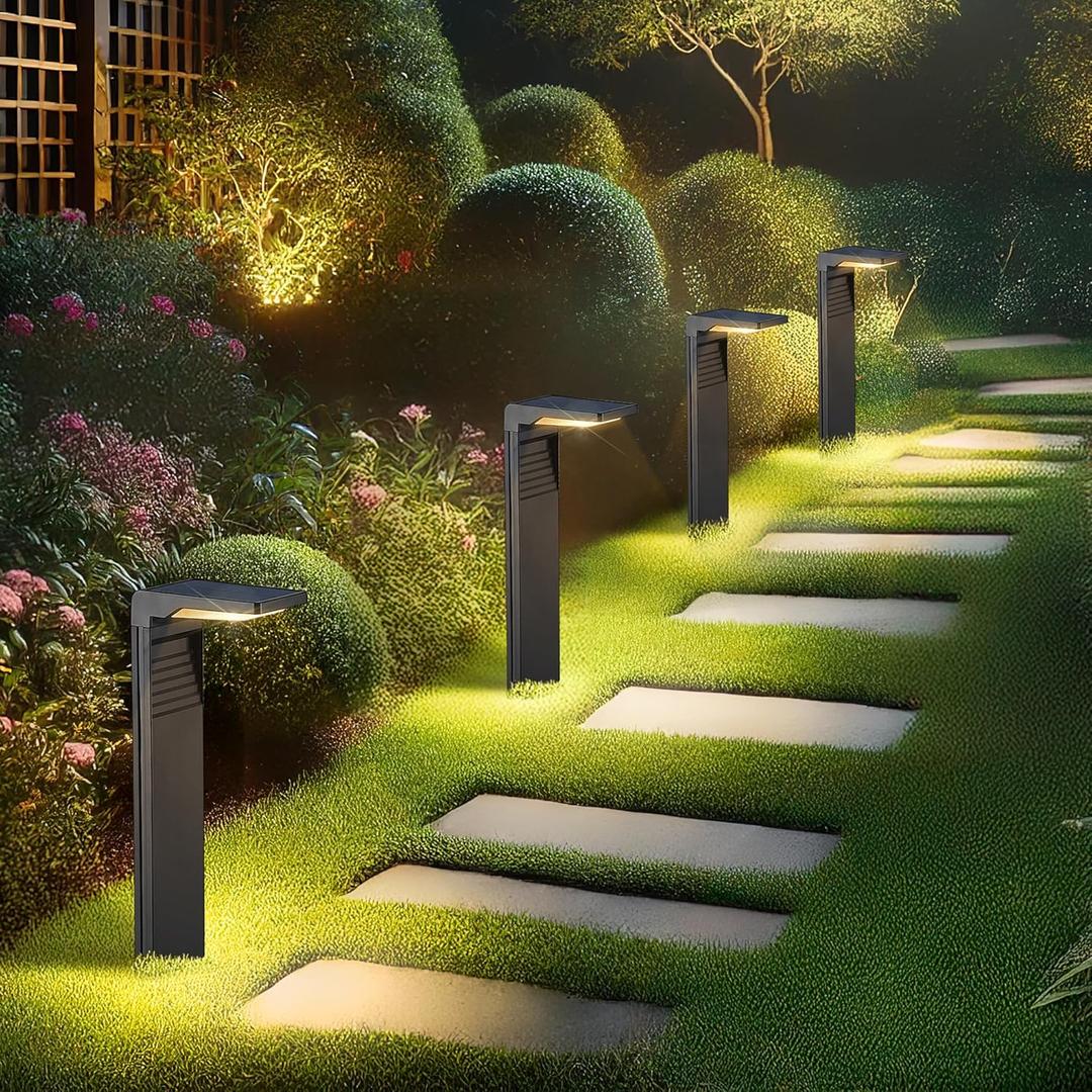 4 Pack Bright Garden Lights Solar Powered, 3 Color Temperature LED Solar Lights Outdoor, IP65 Landscape & Patio Lighting for Yard & Christmas Decor, YL4093-4 (Warm White)