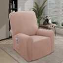 U-NICE HOME Recliner Chair Covers 4 Pieces Stretch Jacquard Chair Slipcovers (Recliner, Camel)
