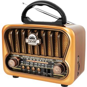Portable AM FM Radios, Transistor Shortwave Radio Retro Vintage Radios with Loud Speakers, Support USB Power (Copper)