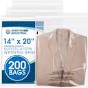 SPARTAN INDUSTRIAL  14” X 20” (200 Count) Self Seal Clear Poly Bags with Suffocation Warning for Packaging, Clothes  Permanent Adhesive