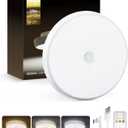 EZVALO Motion Sensor Light Indoor, 10000mAh, 7.1inch, 400LM, Remote Control, Dimmable, LED, Flush Mount, Wireless, Rechargeable, Battery Operated, Cordless, Ceiling Light, Closet Light, No Wiring (3 Color Modes: Warm / Neutral / Cool)