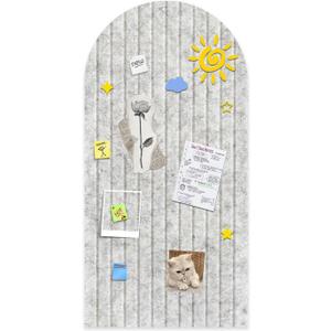 Foldable Bulletin Board 47x24 inches, 0.35" Thick Felt Wall Tiles, Large Cork Board with Adhesive Sticker, Round Edges Wall Panels for Office Bedroom Living Room, Decorative Board (Silver Grey)