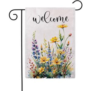 2 x Colorful Floral Garden Flag 12.5 x 18 Inch Spring Welcome Garden Flag Double Sided Farmhouse Flowers Yard Flags for Outdoor Seasonal Porch Lawn Decor (Yellow)