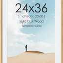 Acovy 24x36 Picture Frame, Solid Oak Wood Picture Frame with Tempered Glass, 24x36 Poster Frame for Wall, 24 x 36 Wooden Photo Frames Matted to 20x30, Vertical & Horizontal Wall Hanging Display, 24"×36"-1P
