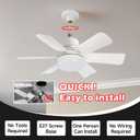 Socket Fan Light Original-Warm,Natural,Cool LED 20'' Screw in Ceiling Fans with Lights and Remote Control,Replacement for Lightbulb-Bedroom,Kitchen,Bathroom 2000L, Temperature can Change