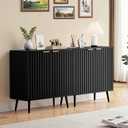 Fluted Buffet Cabinet Sideboard, Storage Cabinet, Modern Accent Cabinet Console Table for Entryway, Living Room, Black, 31 inches x 16 inches x 30 inches