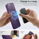 SURITCH for iPhone 13 Pro Max/12 Pro Max Case with Magnetic Camera Slide Cover and Adjustable Kickstand, Compatible with MagSafe, Shockproof Bumper Case Slim Protective Cover 6.7 Inch, Dark Purple
