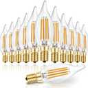 Hizashi 90+ CRI LED Candelabra Bulb 40W Equivalent E12 LED Bulb Dimmable 2700K Soft Warm White, Chandelier Light Bulbs, 4W 450LM Flame Tip CA10 Candle Light Bulbs, UL Listed - 12 Pack