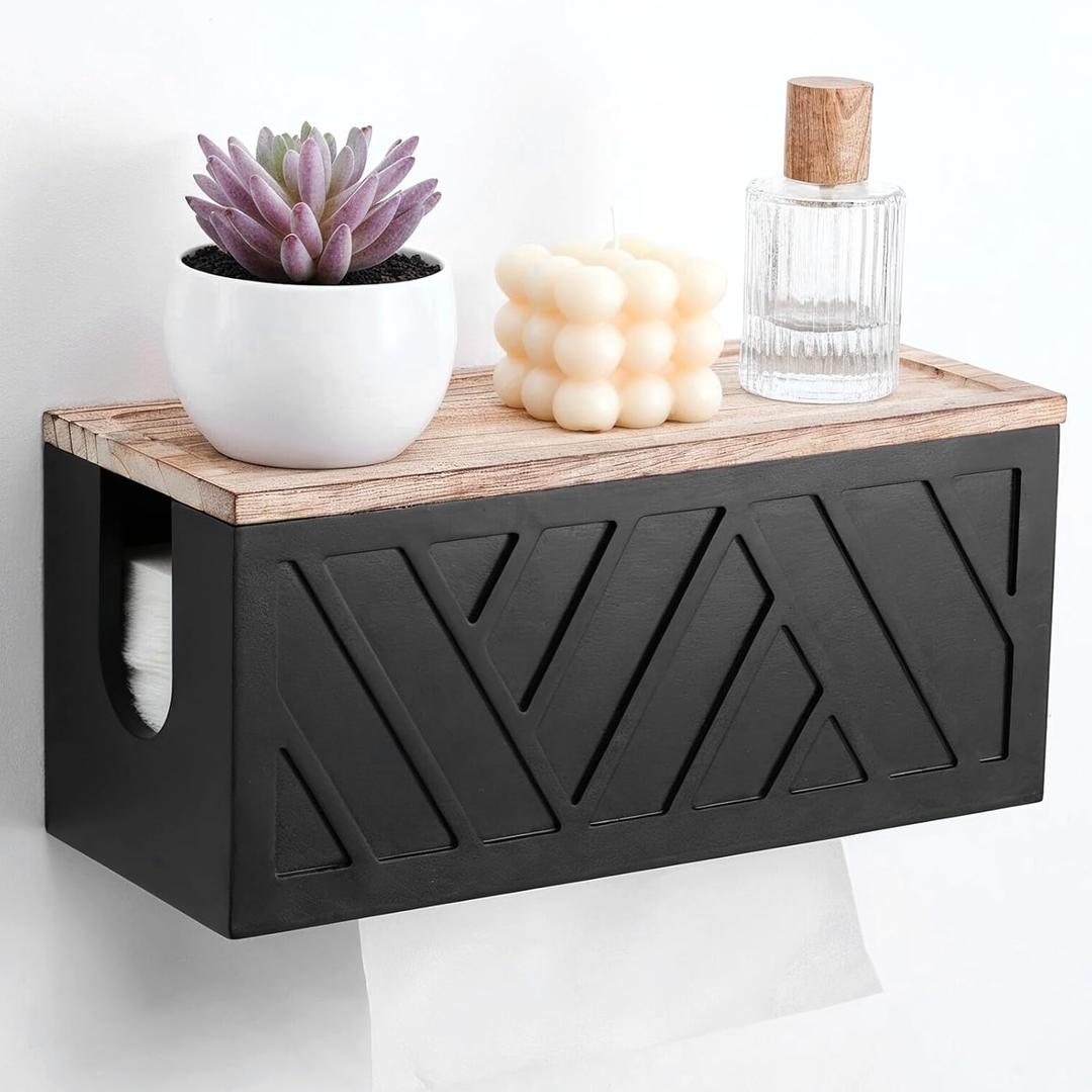 Paper Towel Dispenser Wall Mount Paper Towel Holder with Lid Solid Wood Commercial C-Fold, Z-Fold Hand Papers Towels Holder Dispenser Hand Towels Holders for Bathroom Kitchen Office Decor, 12"L x 5"W