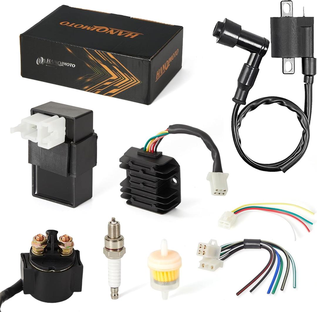 Ignition Coil6 Pin AC CDI BoxVoltage Regulator RectifierSolenoid RelayD8TC Spark PlugFuel Filter Kit for CG150cc 200cc 250cc Engine Chinese ATV parts 4 Wheeler Quad