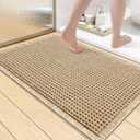 Smiry Waffle Bath Mat 36x24, Extra Soft Absorbent Bathroom Rugs, Non Slip Machine Washable Quick Dry Bath Rugs for Bathroom Floor, Tub, Shower, Home Decor Accessories, Brown