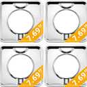 Silver Drip Pans Square,SGP-400,Burner Covers BN24 Replacement|Chrome Square Gas Range Pans Made of Porcelain-4packs by MIFLUS