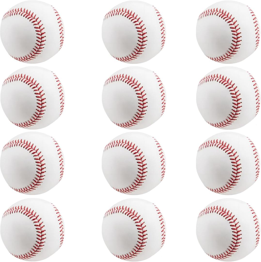 Rarapop Blank Standard Baseball Balls, Official Size 9 Inch Leather Covered Practice Baseball Training Ball for League Play, Pitching, Hitting, Batting, Fielding, Autograph
